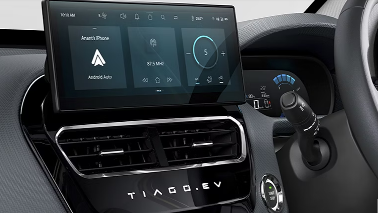 Tata Tiago EV Exterior Tata Tiago EV interior dashboard with touchscreen and premium designDesign and Colors,THEevsupermarket.com