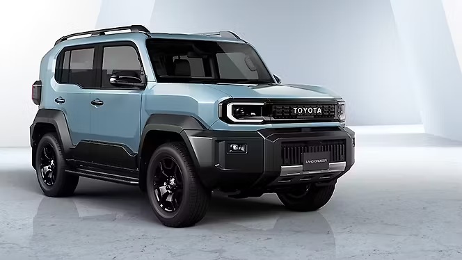 Toyota Land Cruiser FJ right front three quarter view rugged off-road SUV design