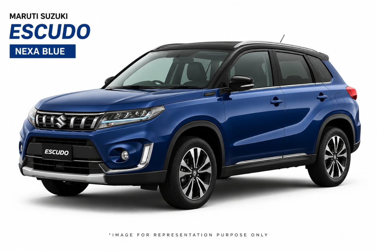 Maruti Suzuki Escudo 2026 Nexa Blue color front side view on white background